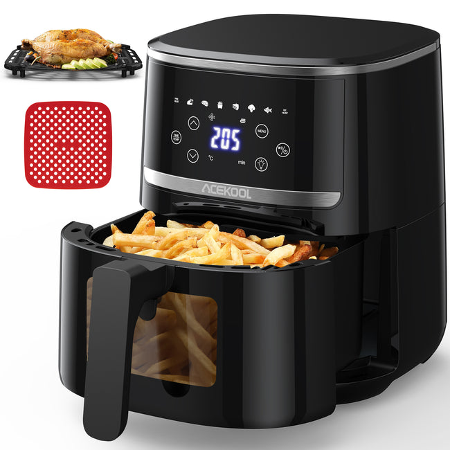 5 Quart Digital Display Air Fryer Toaster Oven Combo with 8 Cooking Presets, Visible Window
