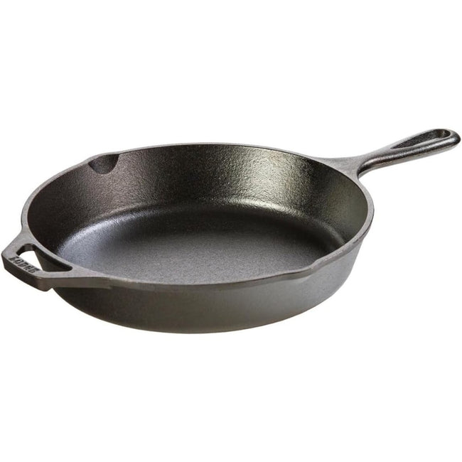10.25 Inch Cast Iron Skillet – Pre-Seasoned Frying Pan with Teardrop Handle – Oven, Stovetop, Grill & Campfire Use