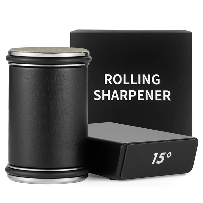 Rolling Knife Sharpener Tool with 15 & 20 Degree Magnetic Kitchen Knife Sharpener