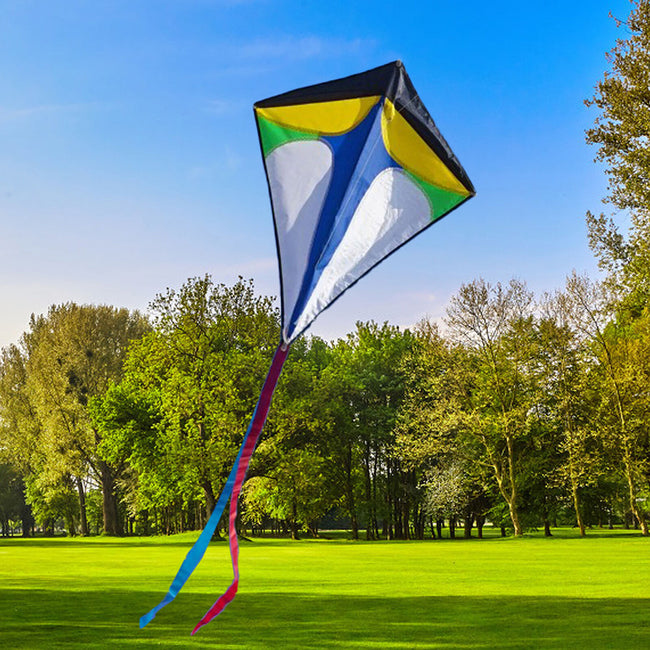 Single Line Kite with Long Tail Diamond Shaped Kite Easy To Fly
