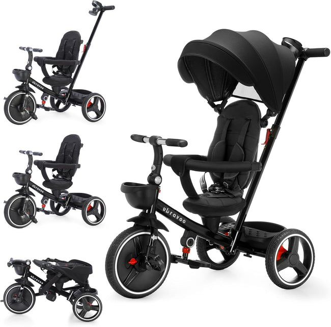 Baby Stroller Tricycle Ride Bike , 5-in-1, Adjustable Canopy, Sitting & Lying