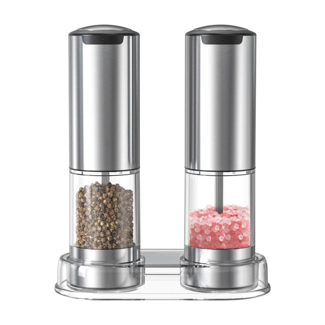 Electric Salt and Pepper Grinder Set (2 Pack)With Base and Washable 95Ml Container, Rechargeable Automatic Pepper and Salt Mills