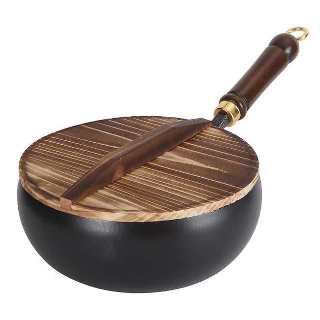 Nonstick Pure Iron Wok & Wooden Handle Saucepan Non-Coated Cast Iron Pan 22cm/24cm/28cm Wok Frying Pan