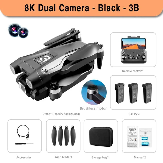 Z908 Pro Max GPS Drone 8K HD Dual Camera Optical Flow Obstacle Avoidance Foldable Quadcopter