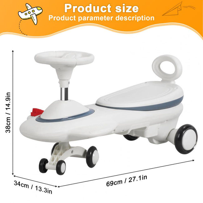 6.7V Electric Wiggle Car With Pedal And Music, 2 In 1 Swing Ride On Toy
