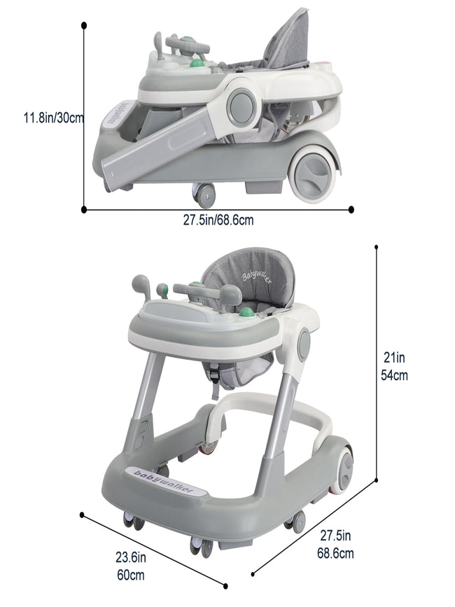 UBRAVOO Push Walker with Detachable Feeding and Music Trays, 2 In 1 Walker