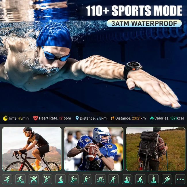 EIGIIS Smart Watch KE5 3ATM Waterproof Sports Watch With Compass And Altitude Barometer LED Flashlight
