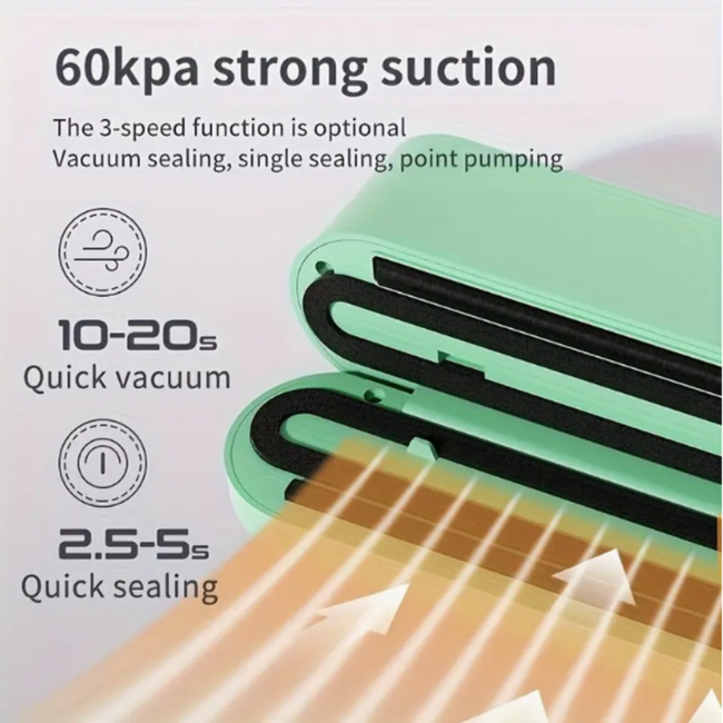 One-Click Automatic Vacuum Sealer - Compact Multi-Functional Food Packaging for Snacks, Meat, Fruits & Vegetables