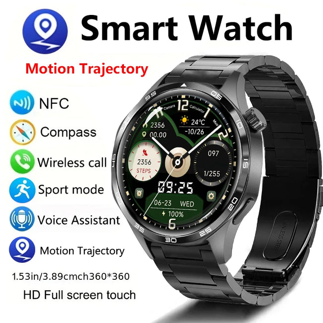 New Men'S Smart 5.0 Bluetooth Call Supports GPS Function NFC Watch Heart Rate Health Monitoring 1.53-Inch Smart Watch