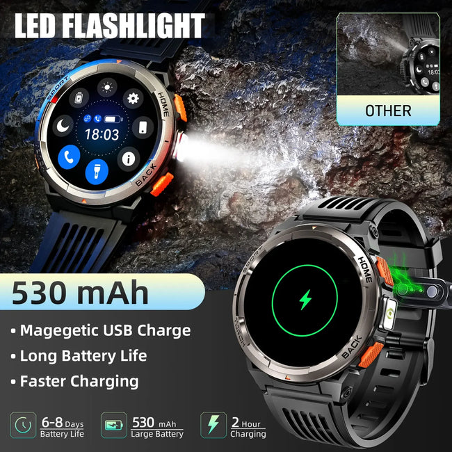 EIGIIS Smart Watch KE5 3ATM Waterproof Sports Watch With Compass And Altitude Barometer LED Flashlight