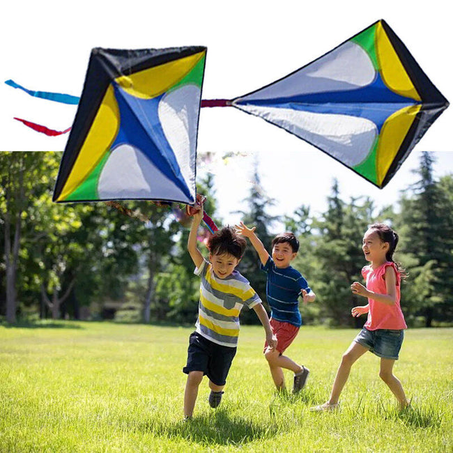 Single Line Kite with Long Tail Diamond Shaped Kite Easy To Fly