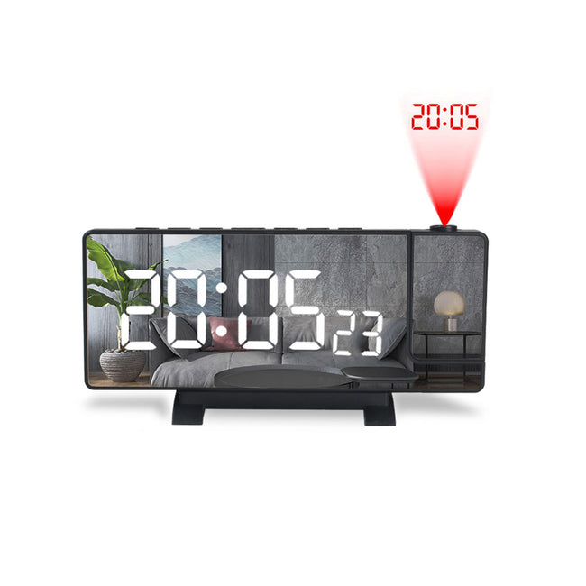 Digital Projection Alarm Clock with Rotatable Ceiling/Wall Projector Bedside Desktop Clock Large Display for Bedroom Office