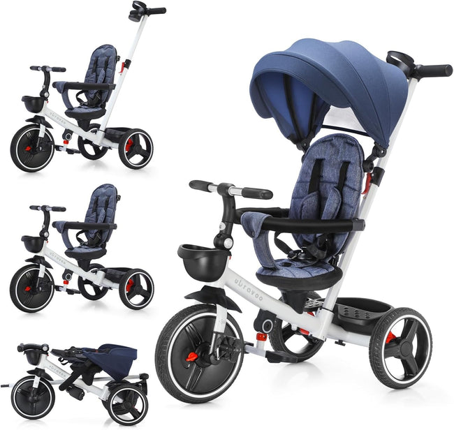 Baby Stroller Tricycle Ride Bike , 5-in-1, Adjustable Canopy, Sitting & Lying