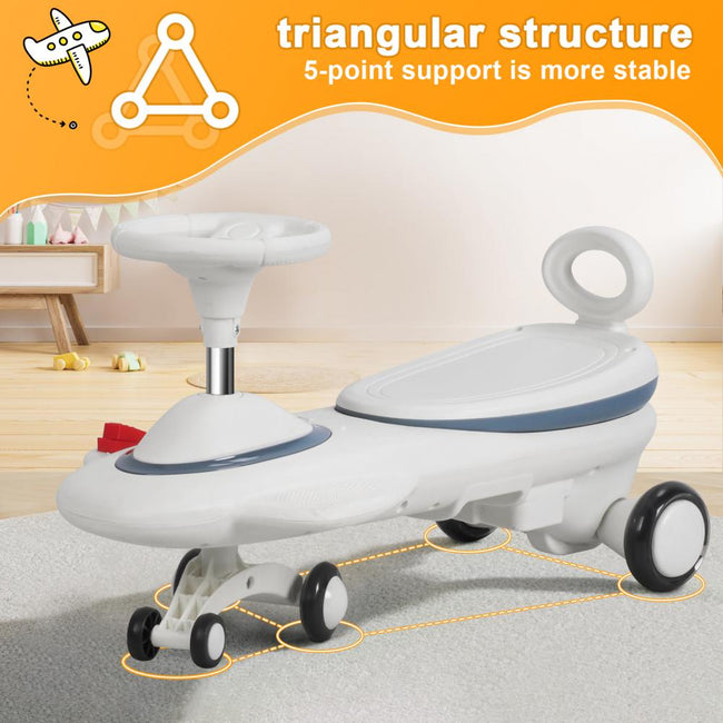 6.7V Electric Wiggle Car With Pedal And Music, 2 In 1 Swing Ride On Toy