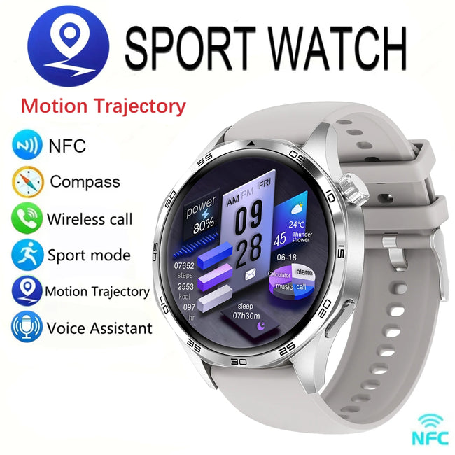 New Men'S Smart 5.0 Bluetooth Call Supports GPS Function NFC Watch Heart Rate Health Monitoring 1.53-Inch Smart Watch