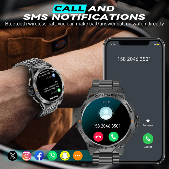 New Men Smart Watch LED 100+ Sport Modes Heart Rate Blood Oxygen Monitoring Sleep Quality Analysis IP68 Waterproof K62