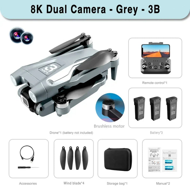 Z908 Pro Max GPS Drone 8K HD Dual Camera Optical Flow Obstacle Avoidance Foldable Quadcopter