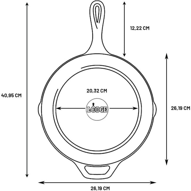 10.25 Inch Cast Iron Skillet – Pre-Seasoned Frying Pan with Teardrop Handle – Oven, Stovetop, Grill & Campfire Use