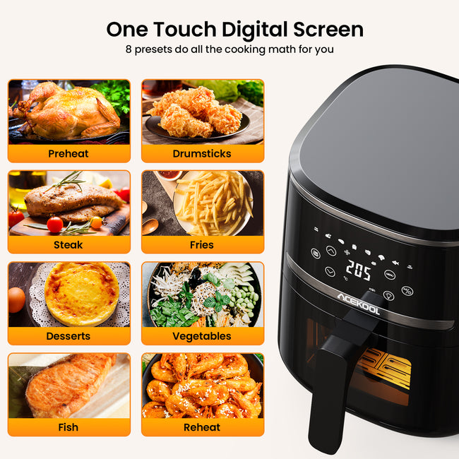 5 Quart Digital Display Air Fryer Toaster Oven Combo with 8 Cooking Presets, Visible Window