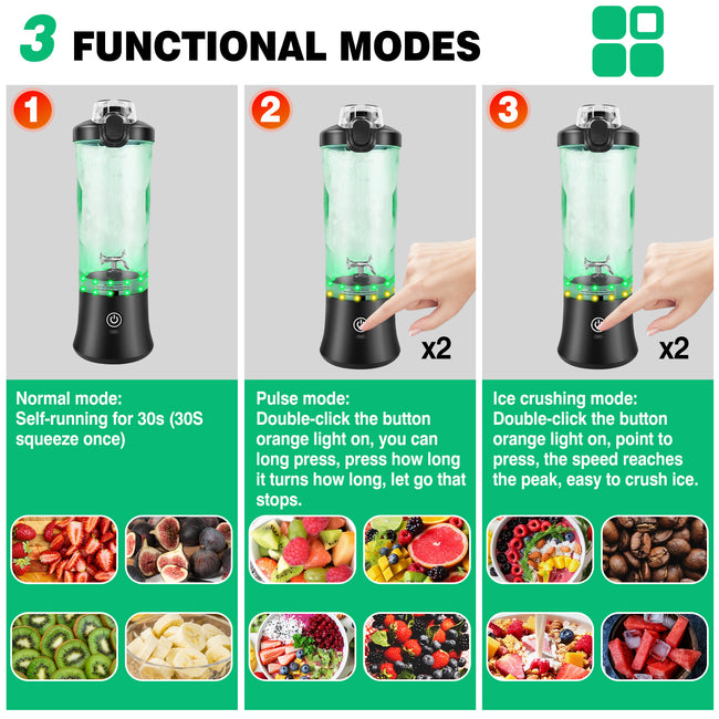 Professional 2in1 USB Rechargeable 600ML Portable Blender Electric Juicer Fruit Mixer