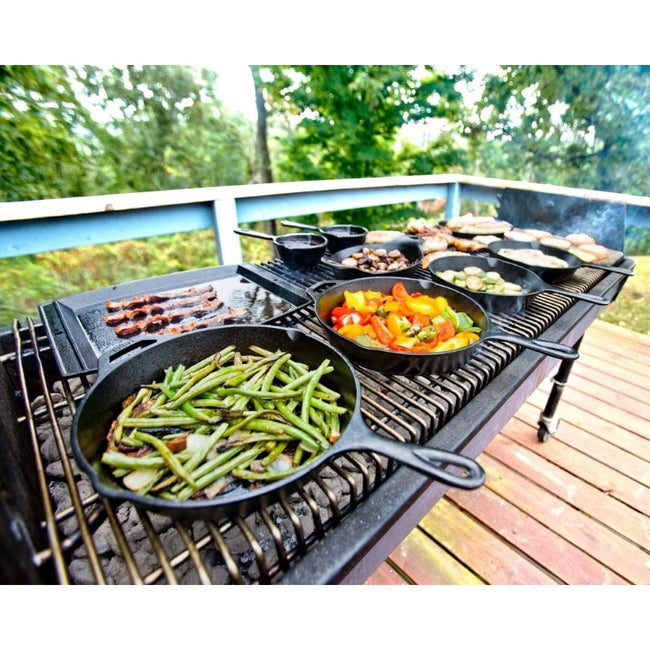 10.25 Inch Cast Iron Skillet – Pre-Seasoned Frying Pan with Teardrop Handle – Oven, Stovetop, Grill & Campfire Use