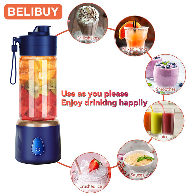 Portable Blender Electric Juicer 600ML Fruit Mixers 2000mAh USB Rechargeable
