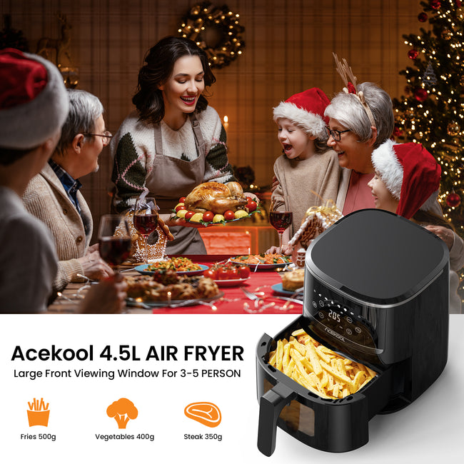 5 Quart Digital Display Air Fryer Toaster Oven Combo with 8 Cooking Presets, Visible Window