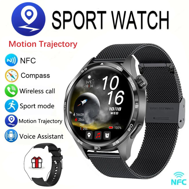 New Men'S Smart 5.0 Bluetooth Call Supports GPS Function NFC Watch Heart Rate Health Monitoring 1.53-Inch Smart Watch