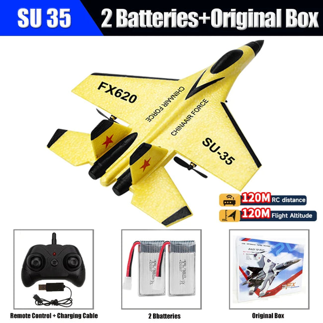 FX620 RC Airplane 2.4G Remote Control Glider SU35 EPP Foam Plane Radio Control Aircraft with LED Light Toys for Children