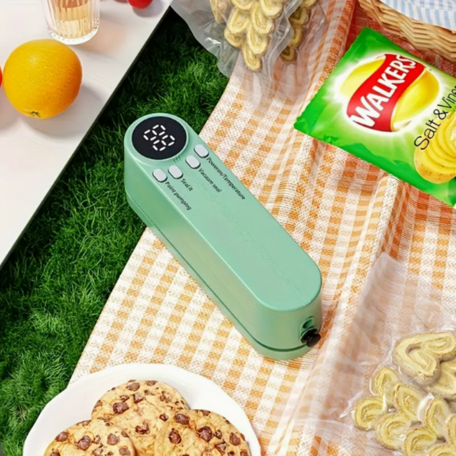 One-Click Automatic Vacuum Sealer - Compact Multi-Functional Food Packaging for Snacks, Meat, Fruits & Vegetables