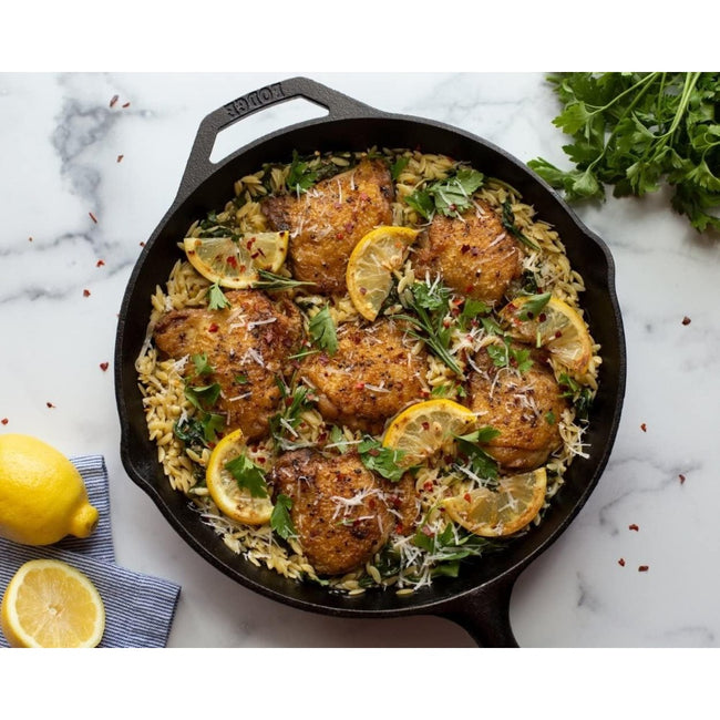 10.25 Inch Cast Iron Skillet – Pre-Seasoned Frying Pan with Teardrop Handle – Oven, Stovetop, Grill & Campfire Use
