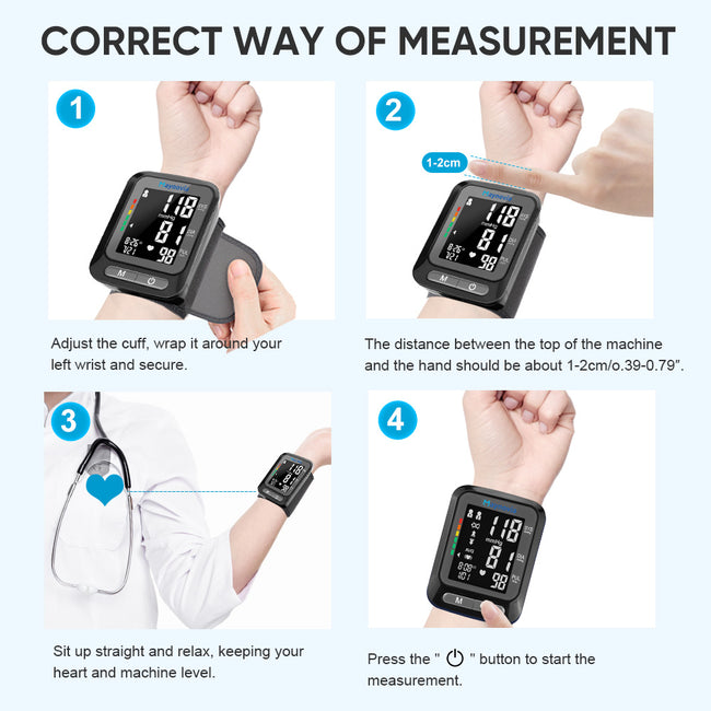 Sejoy Sphygmomanometer Digital Wrist Blood Pressure Monitor Heart Rate Pulse Meter