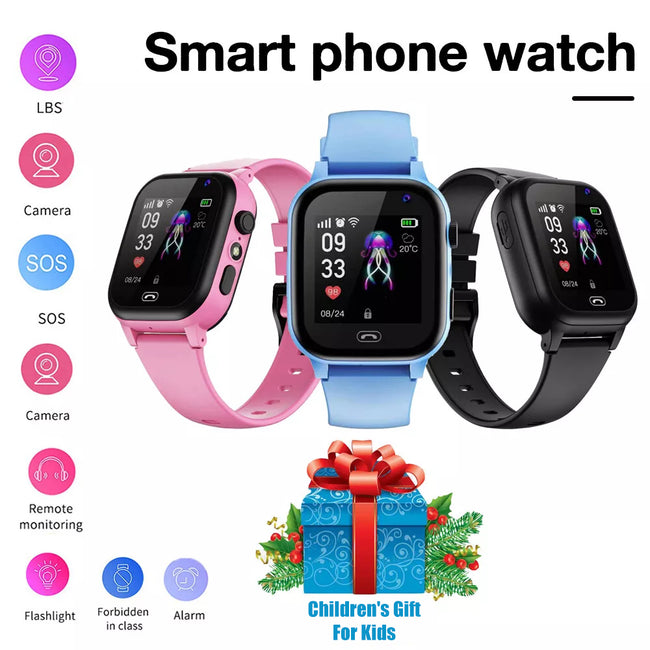 Kids Smartwatch Waterproof Watch Two-way Call Camera Voice & Video Chat SOS Alarm Clock