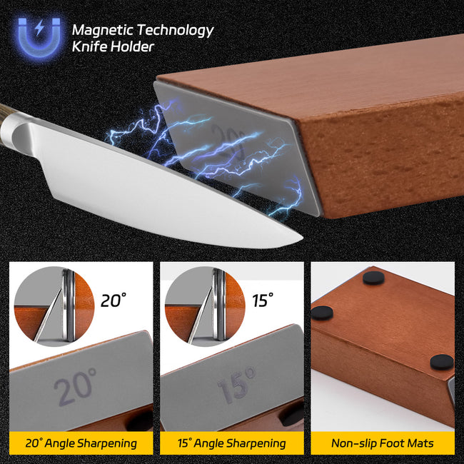 Rolling Knife Sharpener Tool with 15 & 20 Degree Magnetic Kitchen Knife Sharpener