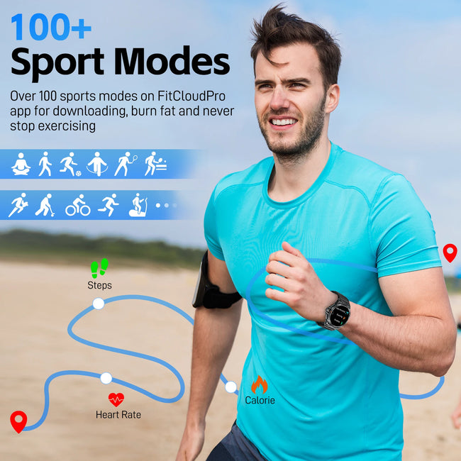 New Men Smart Watch LED 100+ Sport Modes Heart Rate Blood Oxygen Monitoring Sleep Quality Analysis IP68 Waterproof K62
