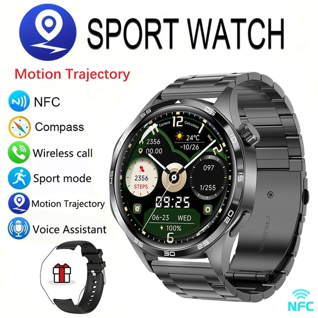 New Men'S Smart 5.0 Bluetooth Call Supports GPS Function NFC Watch Heart Rate Health Monitoring 1.53-Inch Smart Watch
