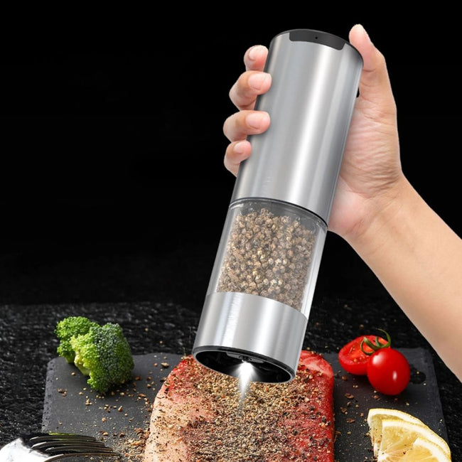 Electric Salt and Pepper Grinder Set (2 Pack)With Base and Washable 95Ml Container, Rechargeable Automatic Pepper and Salt Mills