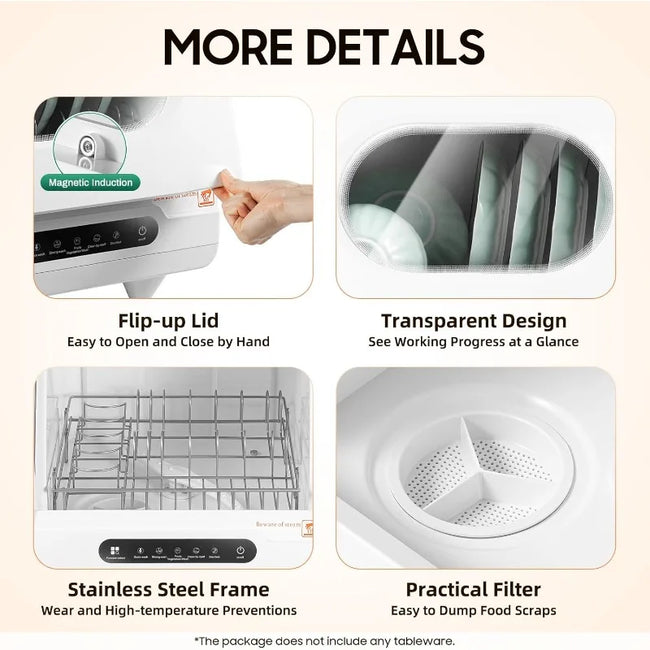 Portable Countertop Dishwasher, 5 Wash Programscountertop Dishwasher,1200 Watt Mini Countertop Dishwasher Tank Leak Proof Drying