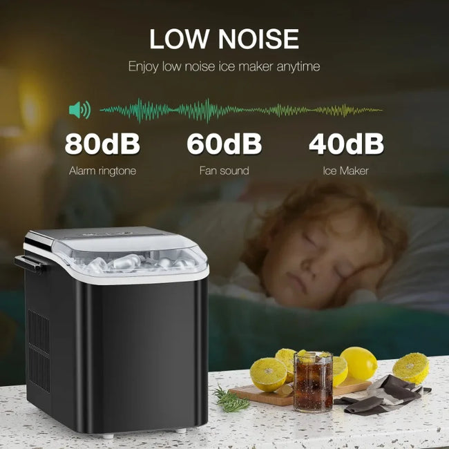 JOINSUN Countertop Portable Ice Maker, 9 Cubes in 6 Min, Self-Cleaning with Handle, Ice Scoop