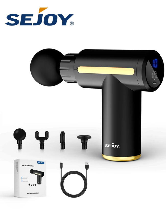 Massage Gun Deep Tissue for Pain Relief,Fascia Massage Gun with 4 Massage Heads & 6 Speeds,For Gift Dad and Mom