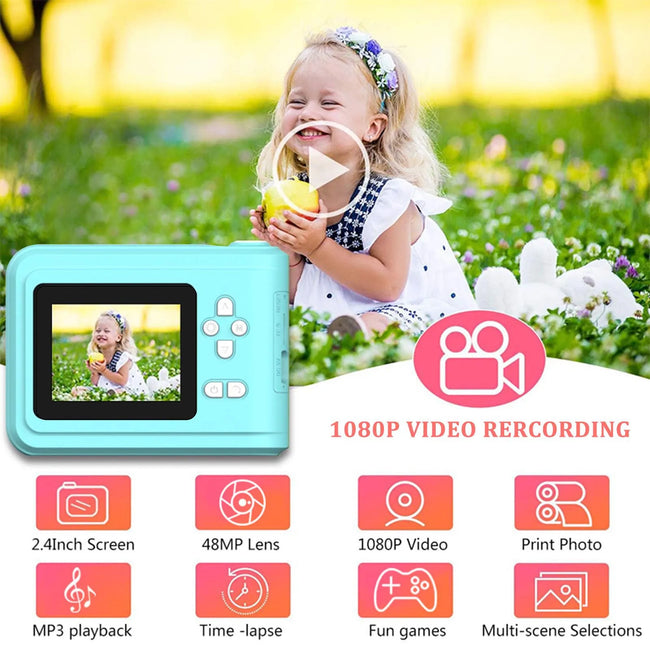 Instant Print Child Digital Camera with Larger Viewing and High-Resolution Design Gift for Children'S Day Thanksgiving MIAO-US