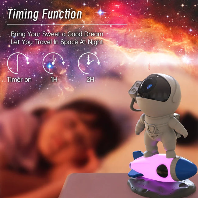 Rocket Astronaut Galaxy Projector Night Light Lamp and 13 Film Pieces Sky Projector 360° Rotate Planetarium for Kids Bedroom