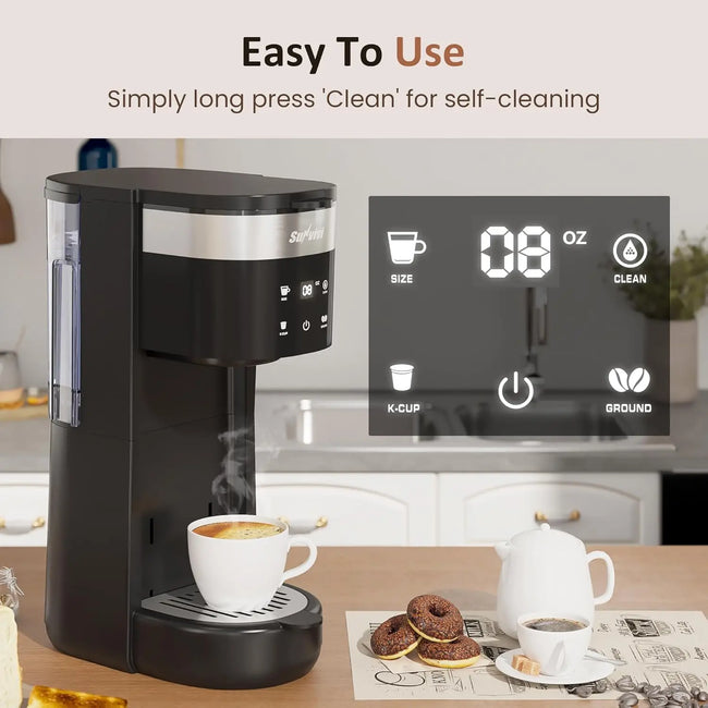 3-In-1 Single Serve Coffee Machine,Brewer for K-Cup Pods, Ground Coffee, and Teas, 30Oz Removable Water Reservoir, Brew Sizes 8