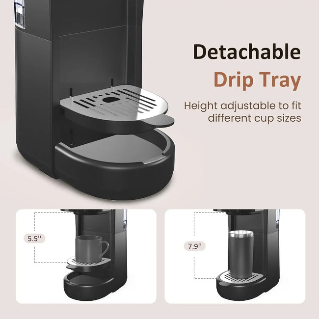 3-In-1 Single Serve Coffee Machine,Brewer for K-Cup Pods, Ground Coffee, and Teas, 30Oz Removable Water Reservoir, Brew Sizes 8