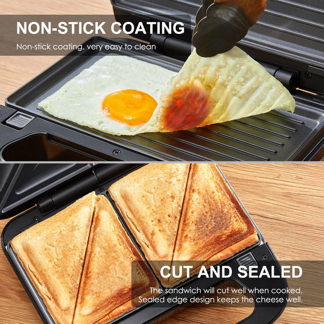 3-In-1 Waffle, Grill & Sandwich Maker, Panini Press Grill and Waffle Iron Set with Removable Non-Stick Plates