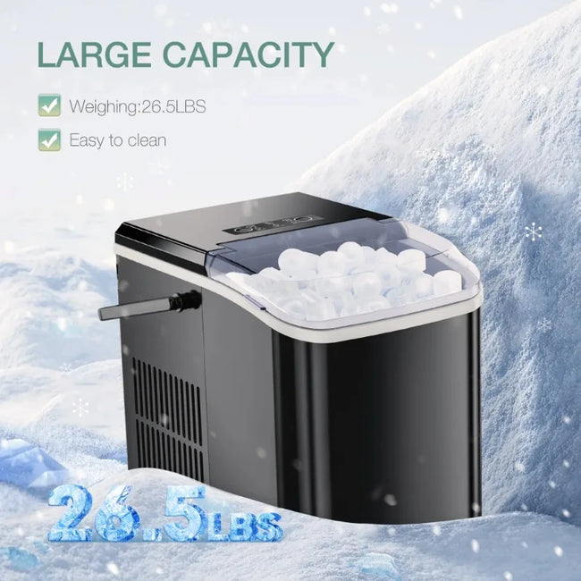 JOINSUN Countertop Portable Ice Maker, 9 Cubes in 6 Min, Self-Cleaning with Handle, Ice Scoop