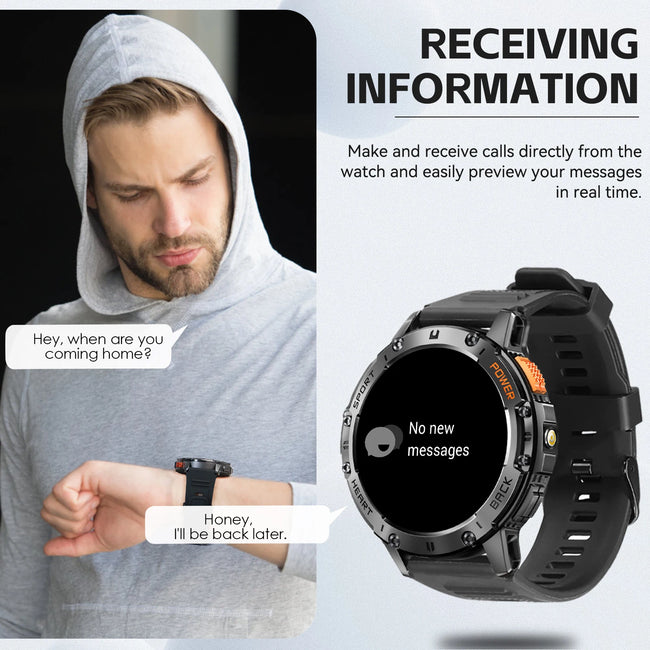 2024 New Rugged Smart Watch for Men with Wireless Calling/Receiving, Built-In Activity Fitness Tracker for 100+ Sports