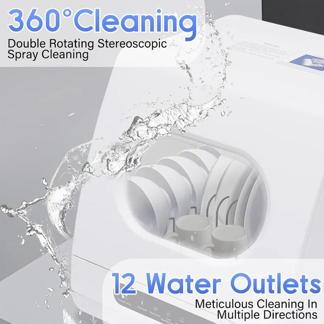 Countertop Dishwasher Portable Dishwasher with 5Lbuilt in Water Tank Mini Dish Washer with 5 Washing Programs and 360°Dual Spray