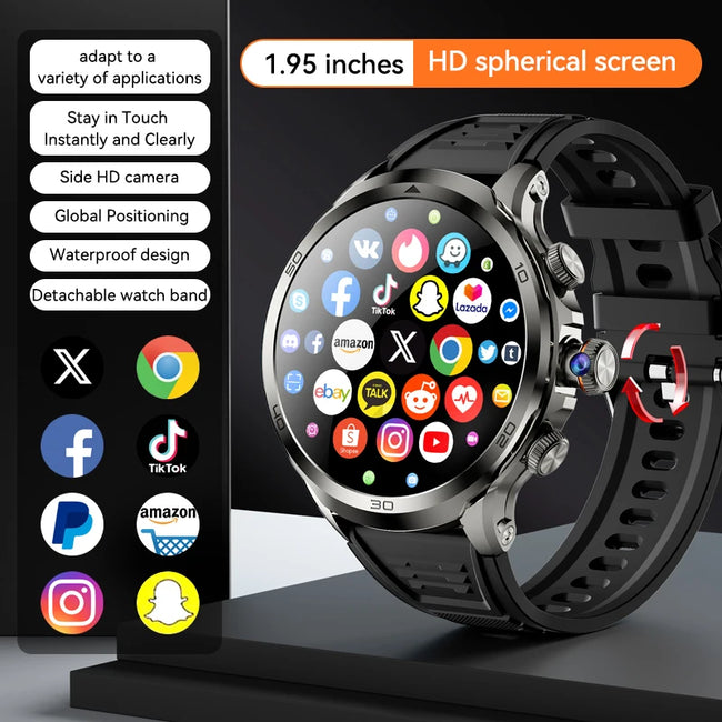 H19 Smart Watch Android 4G Smartwatch Men with 256GB Storage GPS WIFI Sim Card Slot Tiktok Whatsapp 1880Mah Battery