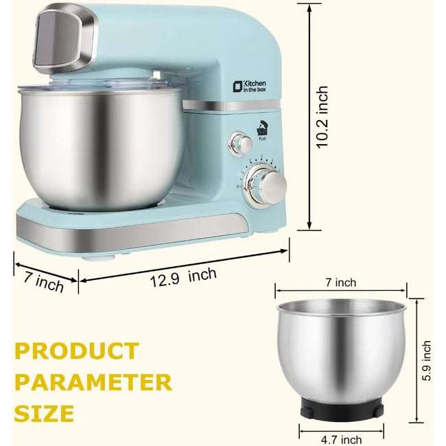 Stand Mixer,3.2Qt Small Electric Food Mixer,6 Speeds Portable for Daily Use with Egg Whisk,Dough Hook,Flat Beater (Blue)